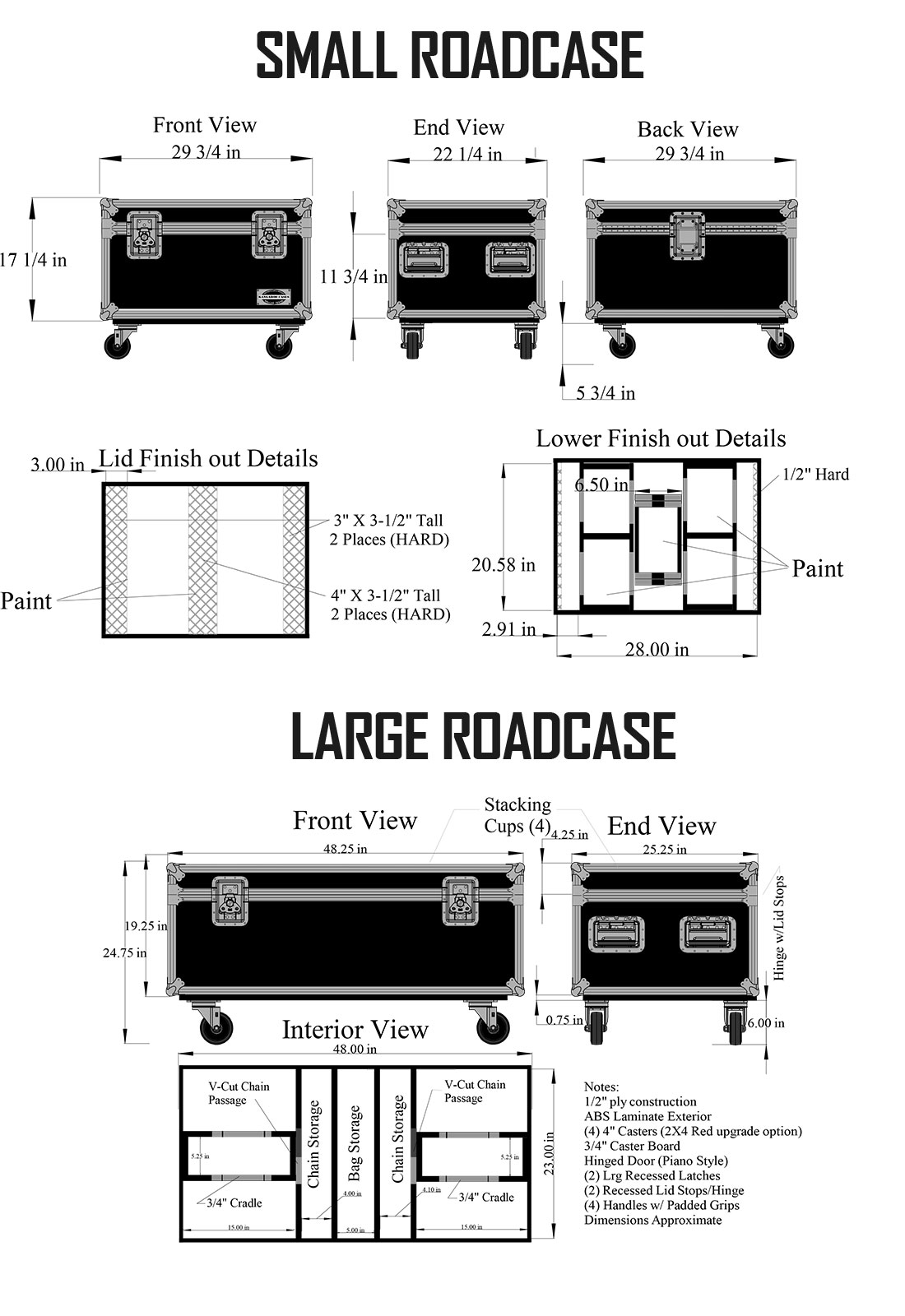 Road Case Drawings Dimensions