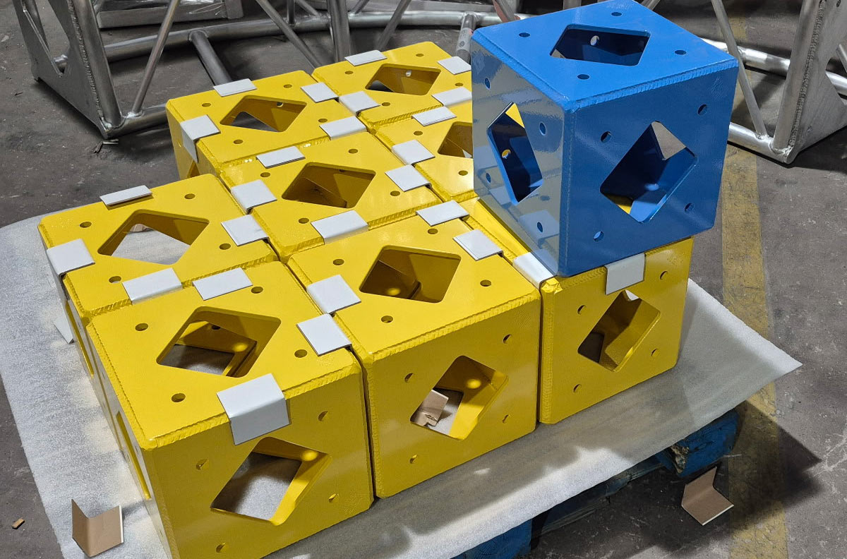 Yellow Blue Corner Blocks Powder Coating